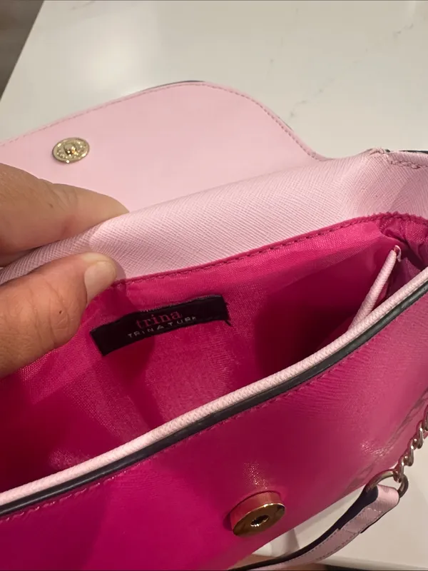trina by Trina Turk Two Tone Pink Color Block Crossbody Purse Bag - Image 6