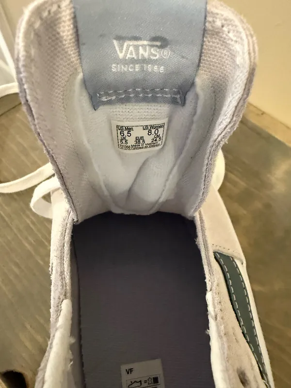 Vans Sk8 Off White Suede White Dark Green Striped Sneakers Women’s 8 Casual - Image 12