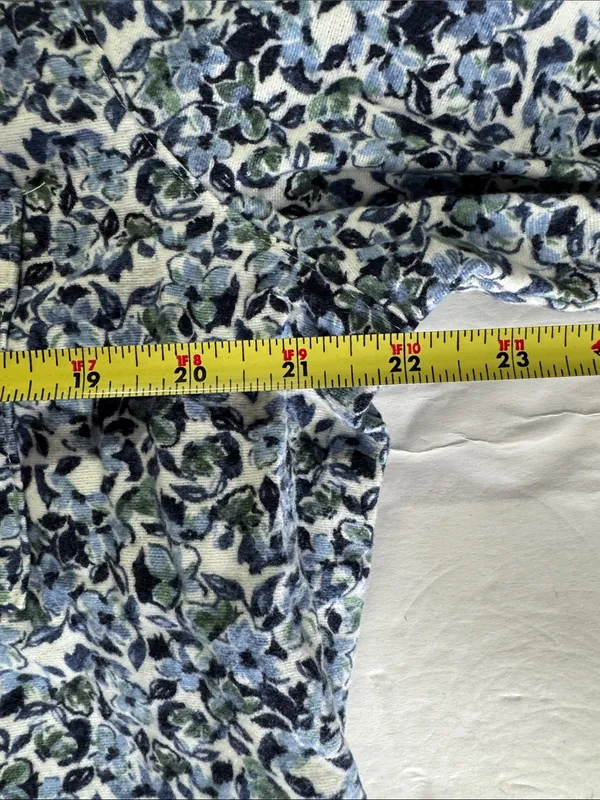 Garnet Hill Blue Green Floral Pajama set organic cotton long sleeve pants L/XL - Image 15