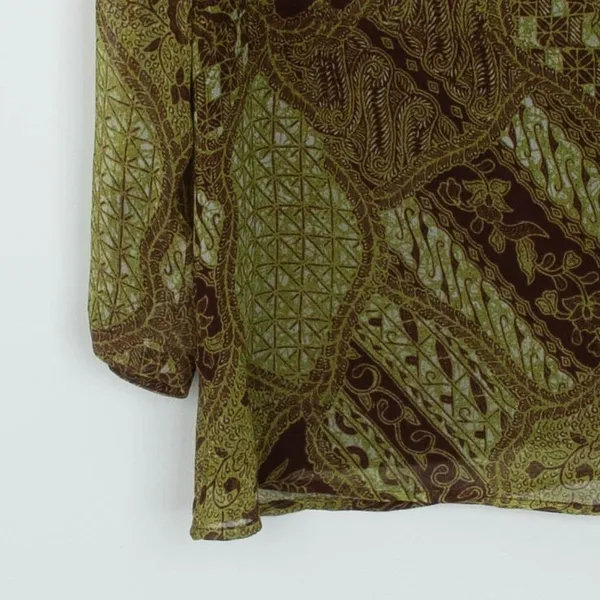 Bob Mackie Womens Art To Wear Silk V Neck Sequin Top‎ Size 14 3/4 Sleeve Office - Image 9