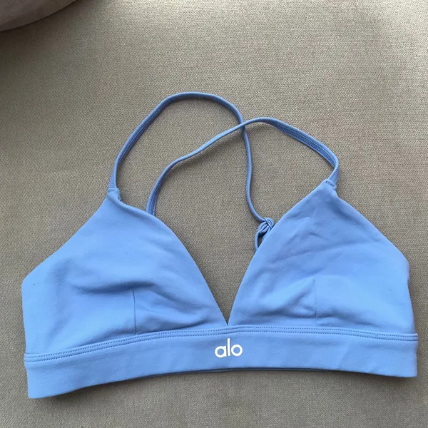 Alo Yoga Splendor Bra Crystal Clear Blue/White XS - Image 3