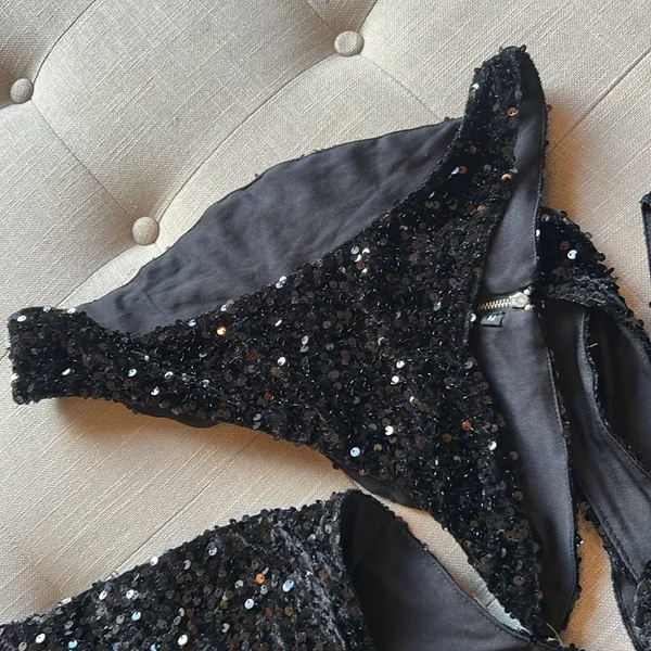 NWT Alglist Black Sequenced Two Piece Cut Out Mini Dress Size Medium - Image 6