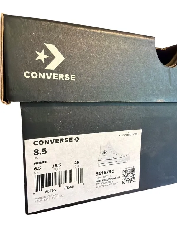 Converse Lift High Top White Leather Sneakers Tennis Shoes 561676C Box Size 8.5 - Image 8