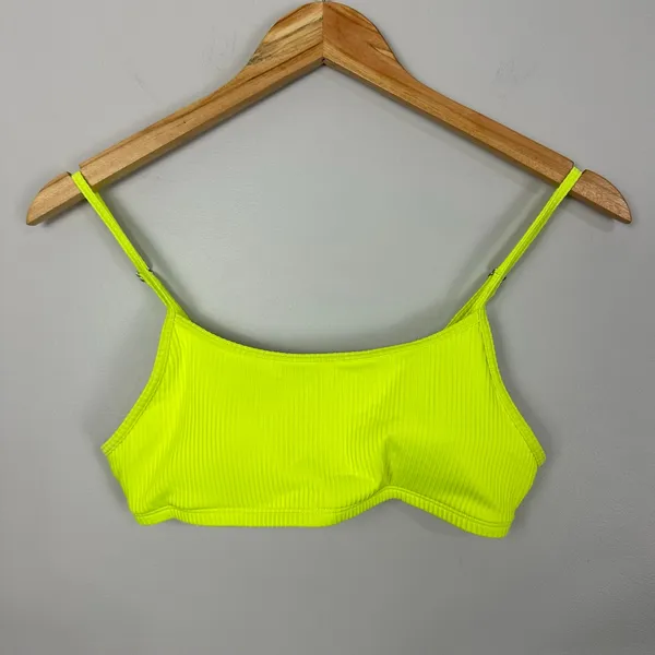 Halara Women's Bikini Bathing Suit Top Neon Yellow Sporty Size Small Cruise Vaca - Image 2