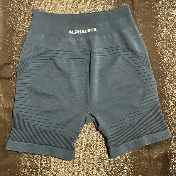 Womens small Alphalete Ozone Seamless Blue Ribbed Workout Biker Shorts - Image 2