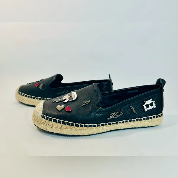 Karl Lagerfeld Paris Women's Michaela Embellished Slip-On Espadrille Flats 7.5 - Image 3