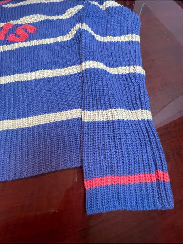 Altar'd State Striped Chunky Knit Fisherman Sweater Slouchy Blue Beige Size M - Image 6