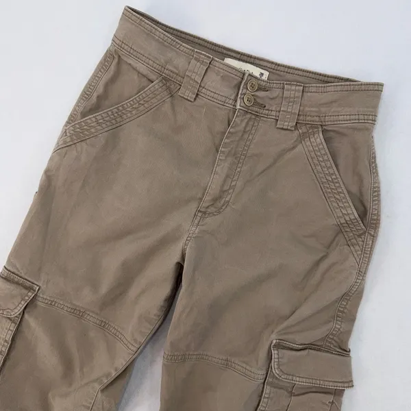 Abercrombie & Fitch High Rise Relaxed Cargo Utility Pants Tan Brown Size 26/2 - Image 3