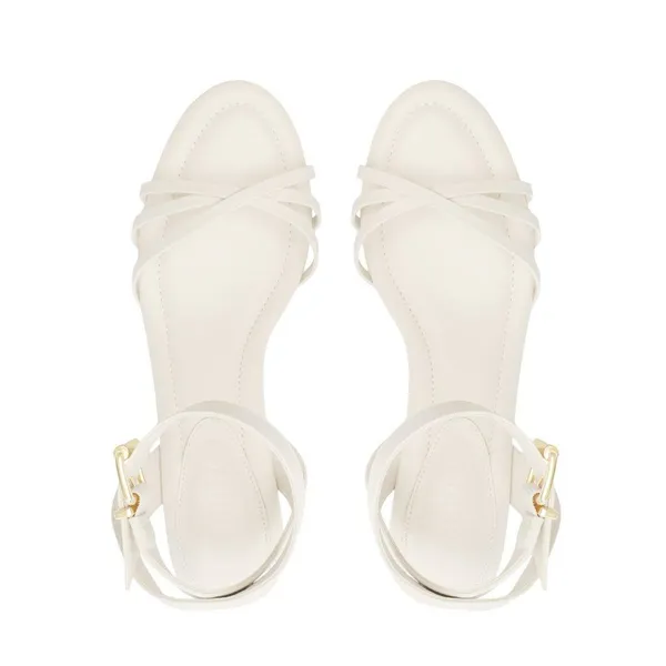 Schutz Womens Alexandra Mid Block Sandals Pearl Off White 8.5B - Image 13