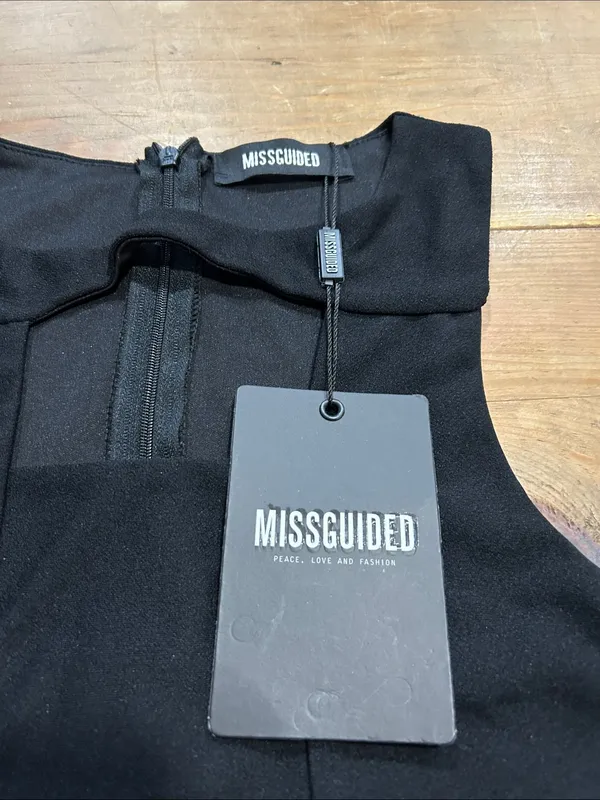 Missguided Black Cutout Bodycon Midi Dress Size 6 Sleeveless Cocktail Party - Image 8