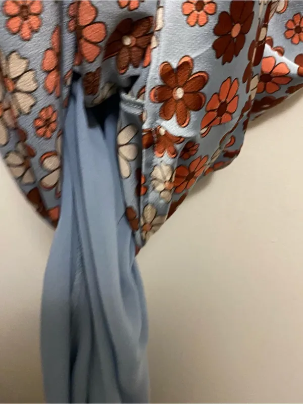 Cotton Candy LA Maxi Halter Slip Dress M Satin Blue Brown Floral Hippie Boho Vtg - Image 11