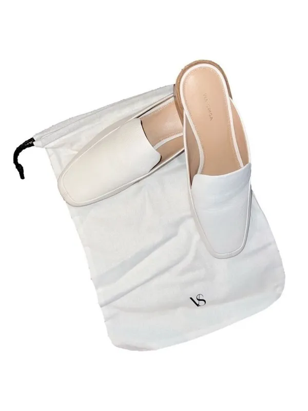 Via Spiga Bibiane Cream Mules Slip-On Square Toe Shoes Leather Size 7 NWOT - Image 7