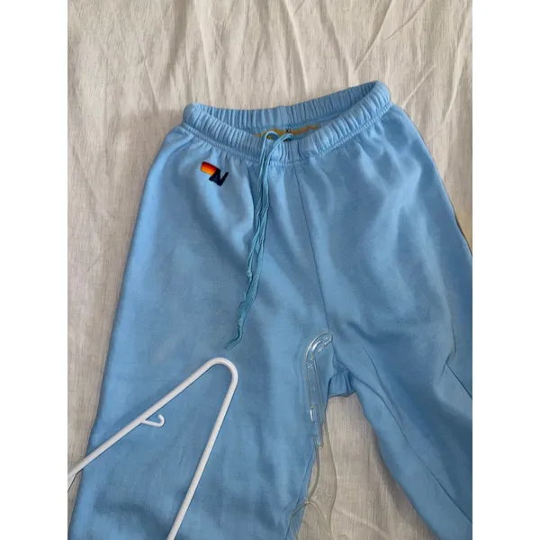 Aviator Nation Jogger Sweatpants Blue Smiley Face Women's XS Happy - Image 9