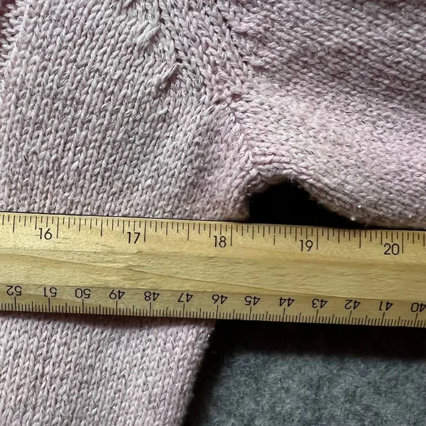 Vintage‎ Chaps Classics Sweater XL Pink Y2K Metallic Cable Knit Cozy Pullover - Image 3
