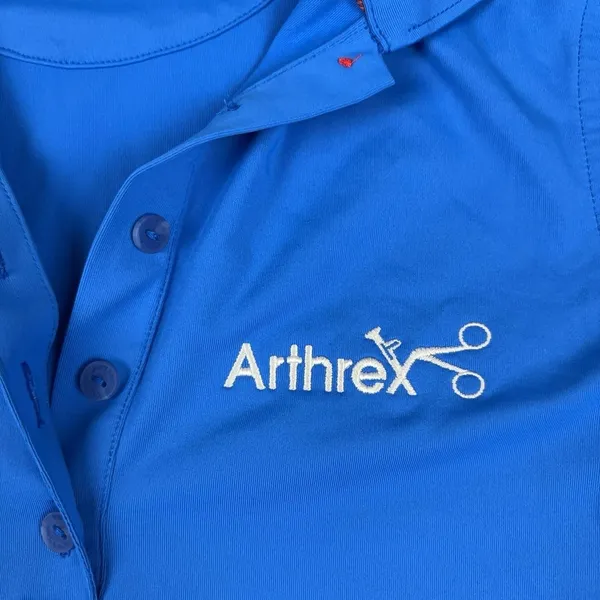 Peter Millar Polo Shirt Womens XS Blue Arthrex Logo UPF 50 Golf Stretch - Image 4