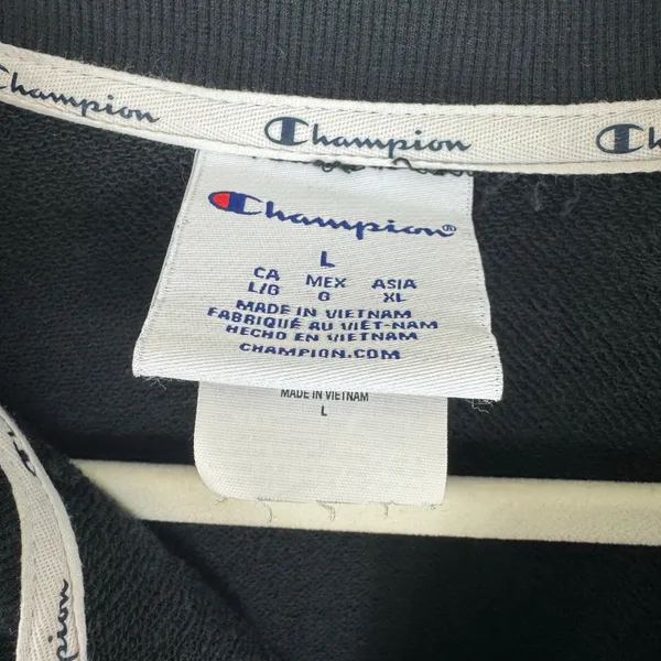 Champion‎ Black Cotton Blend 1/4 Zip Mock Neck Pullover Sweatshirt Size L - Image 4