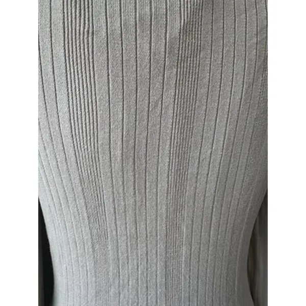 H&M NWT Rib Knit Dress Women's M Beige Tan V Neck Collared Bodycon Midi - Image 10