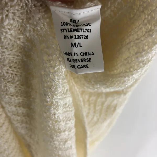 Honey Belle Womens Sweater Cold Shoulder Long Sleeve Ribbed Knit Ivory M/L - Image 4