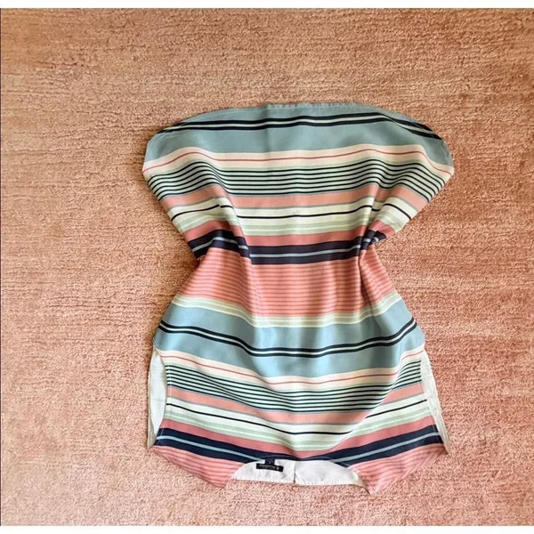 Brooks Brothers 100% Silk Striped Shell Top Size 6 Pastel Cap Sleeve Blouse - Image 2