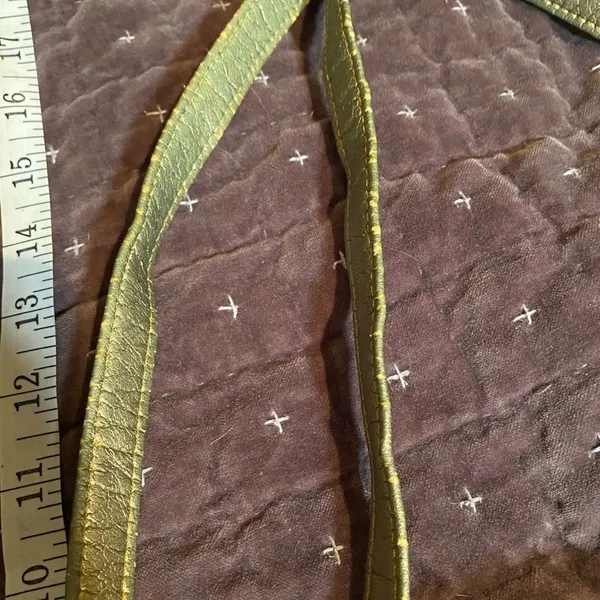 Vintage Renias Sharif Patchwork Leather Crossbody Purse Gold Bronze Tones 80s - Image 9