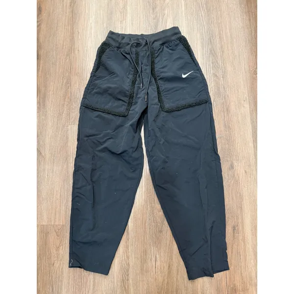 Nike Womens Sportswear Nylon Sherpa Trim Jogger Pants Black Small DQ6809-010 - Image 2