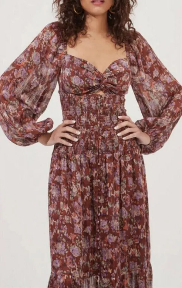 💕ASTR💕 Arlette Floral Sweetheart Long Sleeve Maxi Dress Floral Print Small NWT - Image 8