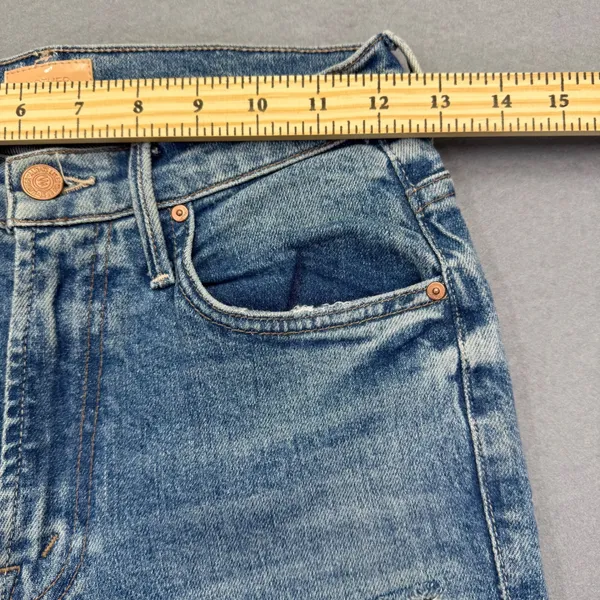 MOTHER The Tripper High Rise‎ Straight Leg Distressed Jeans Blue Size 24 READ - Image 5