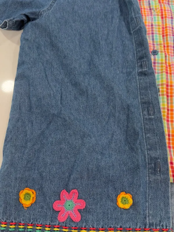 Vintage Embroidered Blue Denim Button-Up Shirt - Image 7