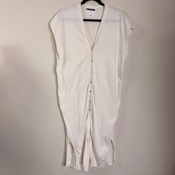 Colorush Studio Jixy Cotton Silk Cashmere Button Front Maxi Dress Cream Small - Image 8