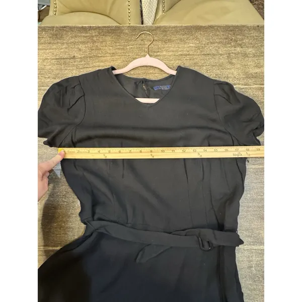 Polo Ralph Lauren Dress Womens Size 8 Black Lined Short Puff Sleeve Wool Blend - Image 10