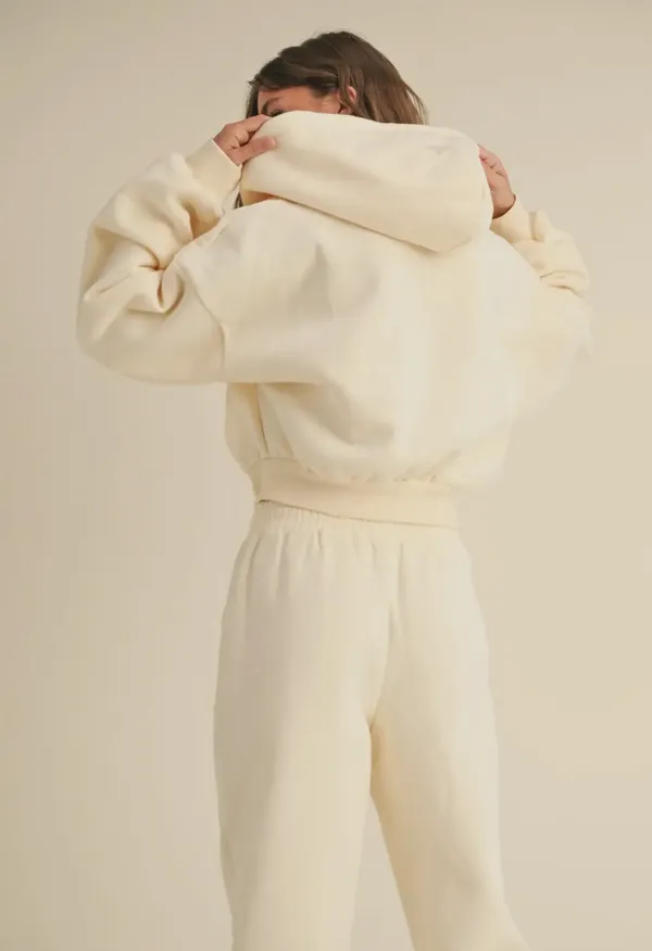 Kimberly Cream cropped Hooded Zip-Up - Image 5