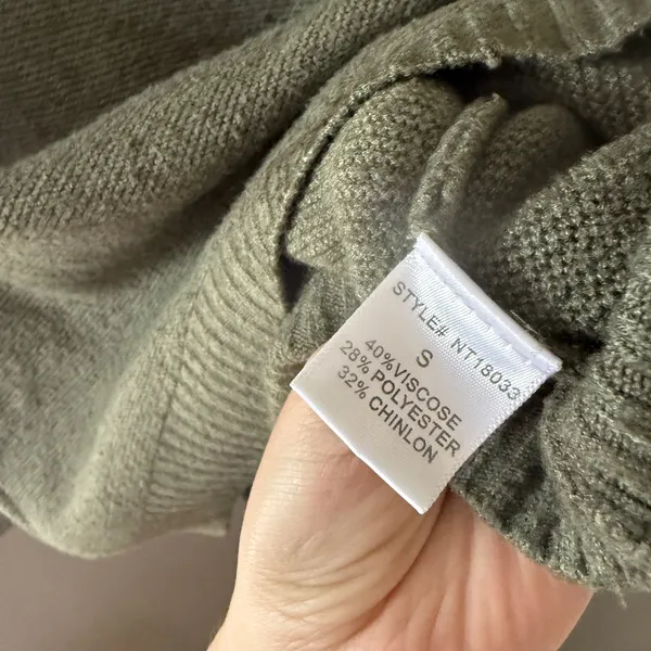 Korye‎ Womens Olive Green Hooded V-Neck Knit Sweater Casual Outdoors Small - Image 4