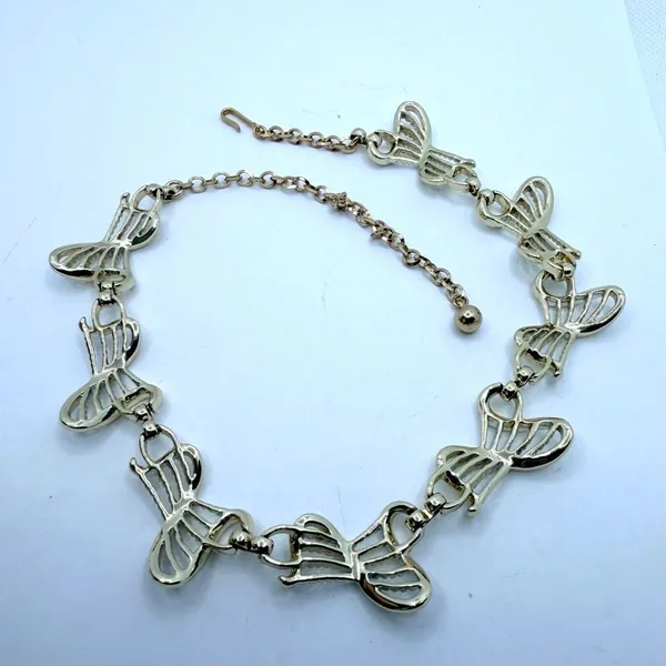Vintage Gold Tone Sculptural Twisted Ribbon Link Statement Necklace - Image 4
