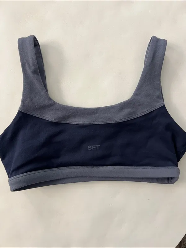 SET ACTIVE Formcloud Colorblock Contrast Blue Sports Bra Medium - Image 3