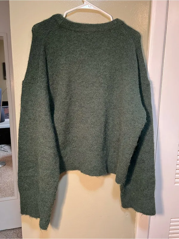 Calvin Klein‎ Jeans Women's Size XL Crewneck Sweater Oversized Dark Green Fuzzy - Image 6