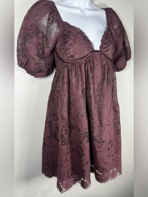 Altar’d State Vivika Lace Babydoll Mini Dress Size Small - Image 5