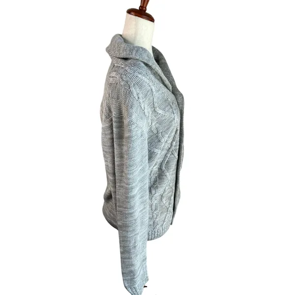 Park Slope New York Gray Cable Knit Shawl Collar Cardigan Size L - Image 3