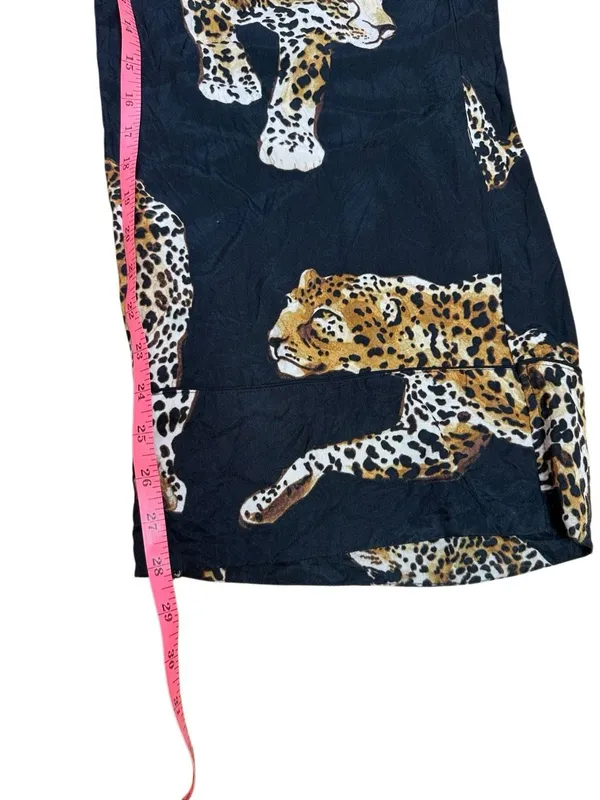 H&M Wide Leg Pull on Tiger Print Pants Black Medium - Image 5