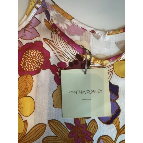 Cynthia Rowley Floral Summer Spaghetti Strap Tank Top Boho Festival Sz Small NWT - Image 4