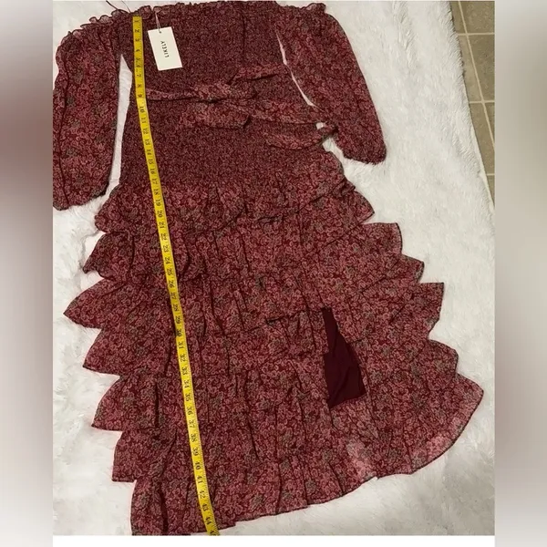 Likely Mitzie Midi Dress Tibetan Red Multi Size 12 - Image 5