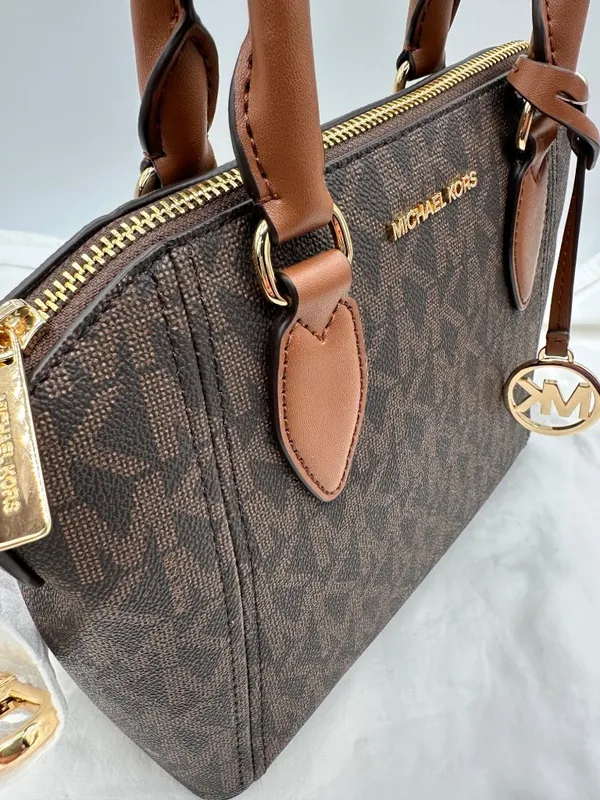 Michael Kors Brown Medium Satchel Gold Hardware & Dual Handles - Image 8