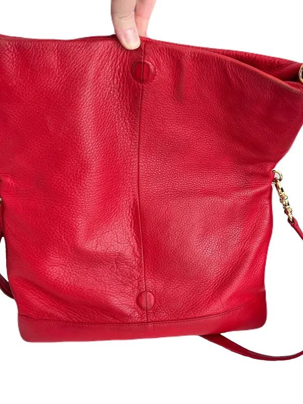Tory Burch Red Leather ‘Kipp Foldover’ Convertible Messenger Crossbody Clutch - Image 9