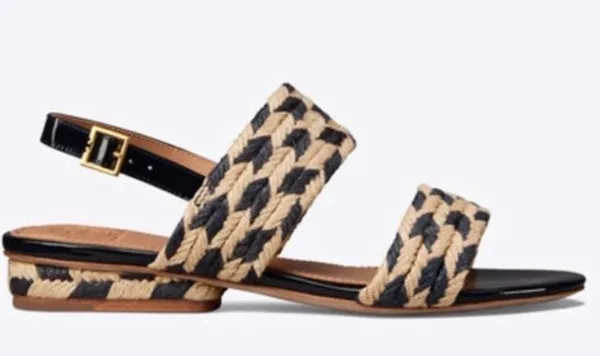 Tory Burch Lola Flat Sandals Jute Woven Nautical Summer Navy Coastal Resort Wear - Image 2