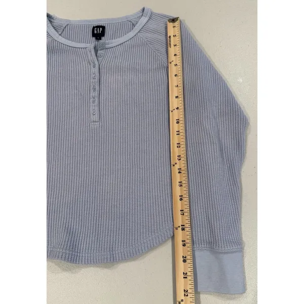 Gap Waffle Knit Henley Button Up Top Womens Small Thermal Lounge Layer Travel - Image 6