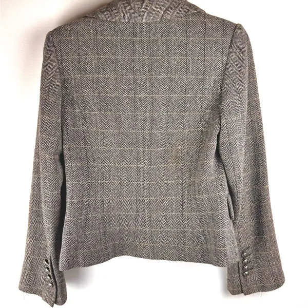Womens Blazer Size US 8 EU 38 Gray Herringbone H&M Wool‎ Blend Jacket - Image 2