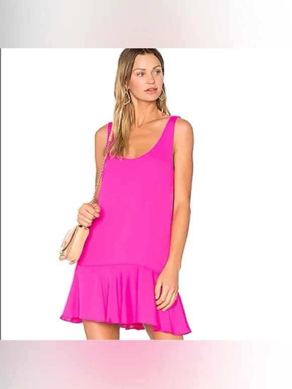 AMANDA UPRICHARD Drop Waisted Tank Dress in Hot Pink Size Medium - Image 2
