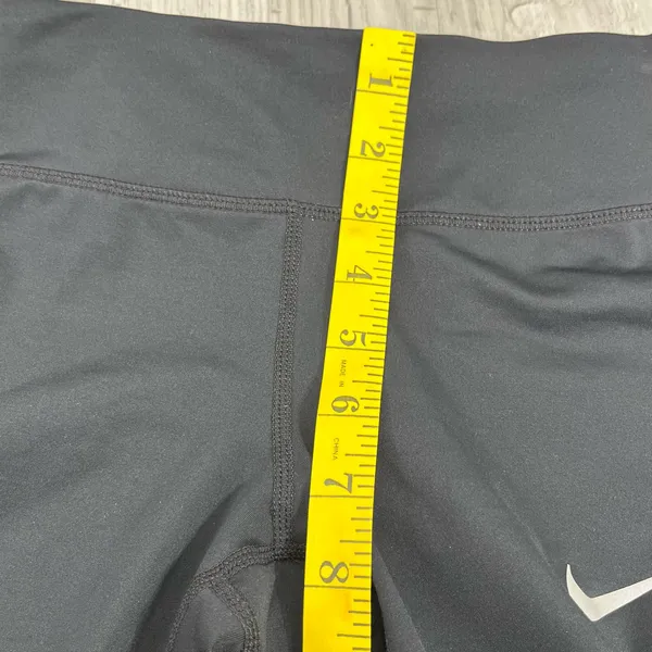 Nike Dri-Fit Black Cropped Mesh Bottom Drawstring Zip Pocket Stretch Leggings - Image 8