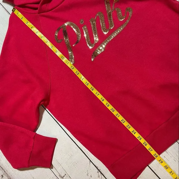 Victoria's Secret PINK Red Sequin hoodie Size M - Image 10