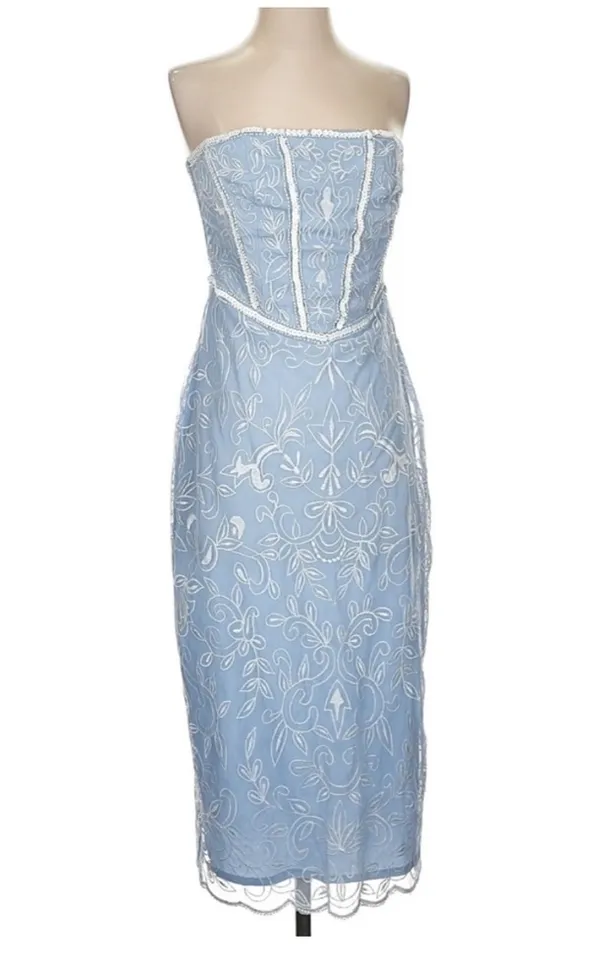 Coast Blue Sequin Embellished Corset Midi Dress Size 6 - Image 2