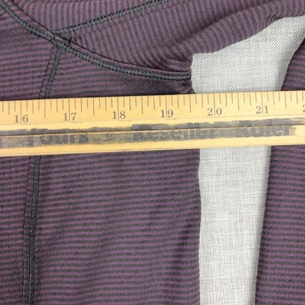 Athleta Hoodie Womens Small Purple Striped High Neck Pullover Thumbholes Knit - Image 6